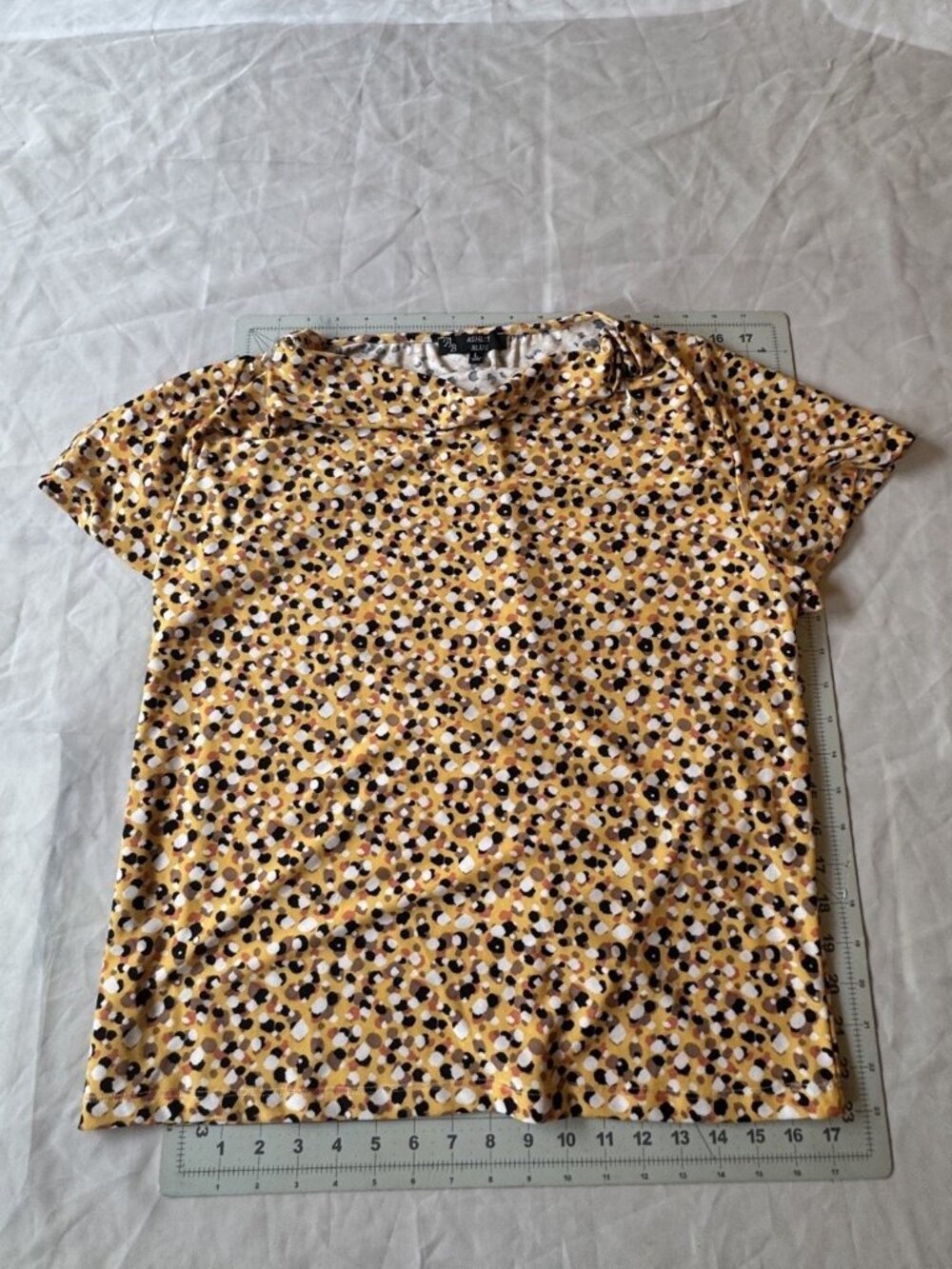 Ashley Blue Women's Size L Animal Pebble Dot Cowl Neck Top